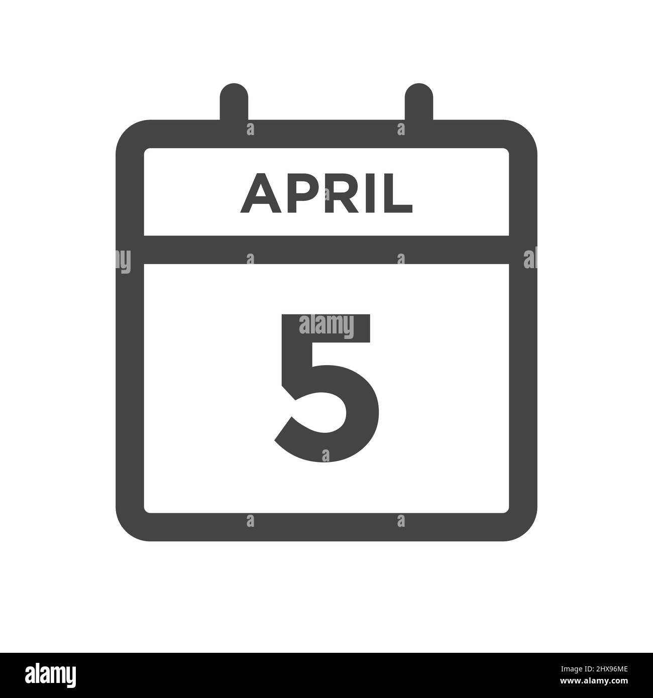 Aprile 5 giorno del calendario o data del calendario per scadenza e appuntamento Illustrazione Vettoriale