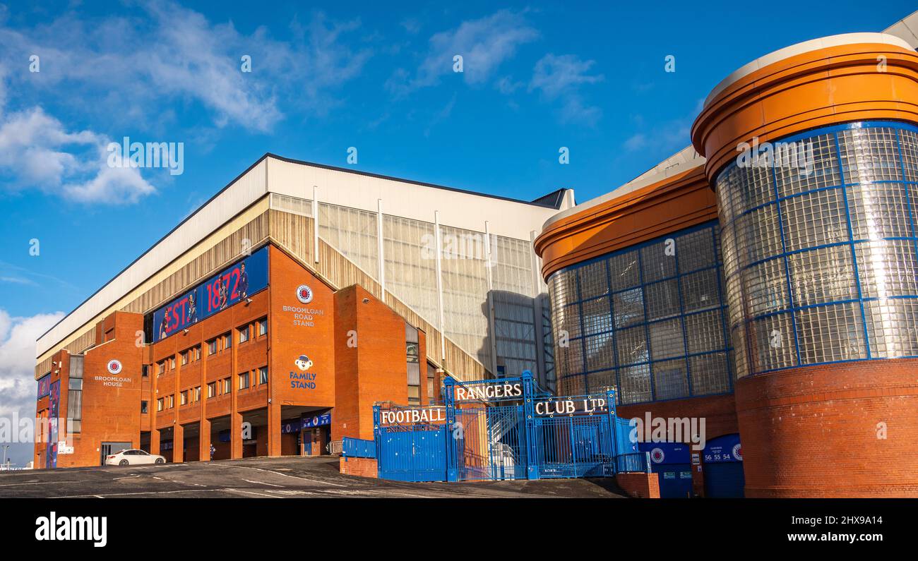 Rangers FC Ibrox Stadium, Glasgow, Scozia, Regno Unito Foto Stock