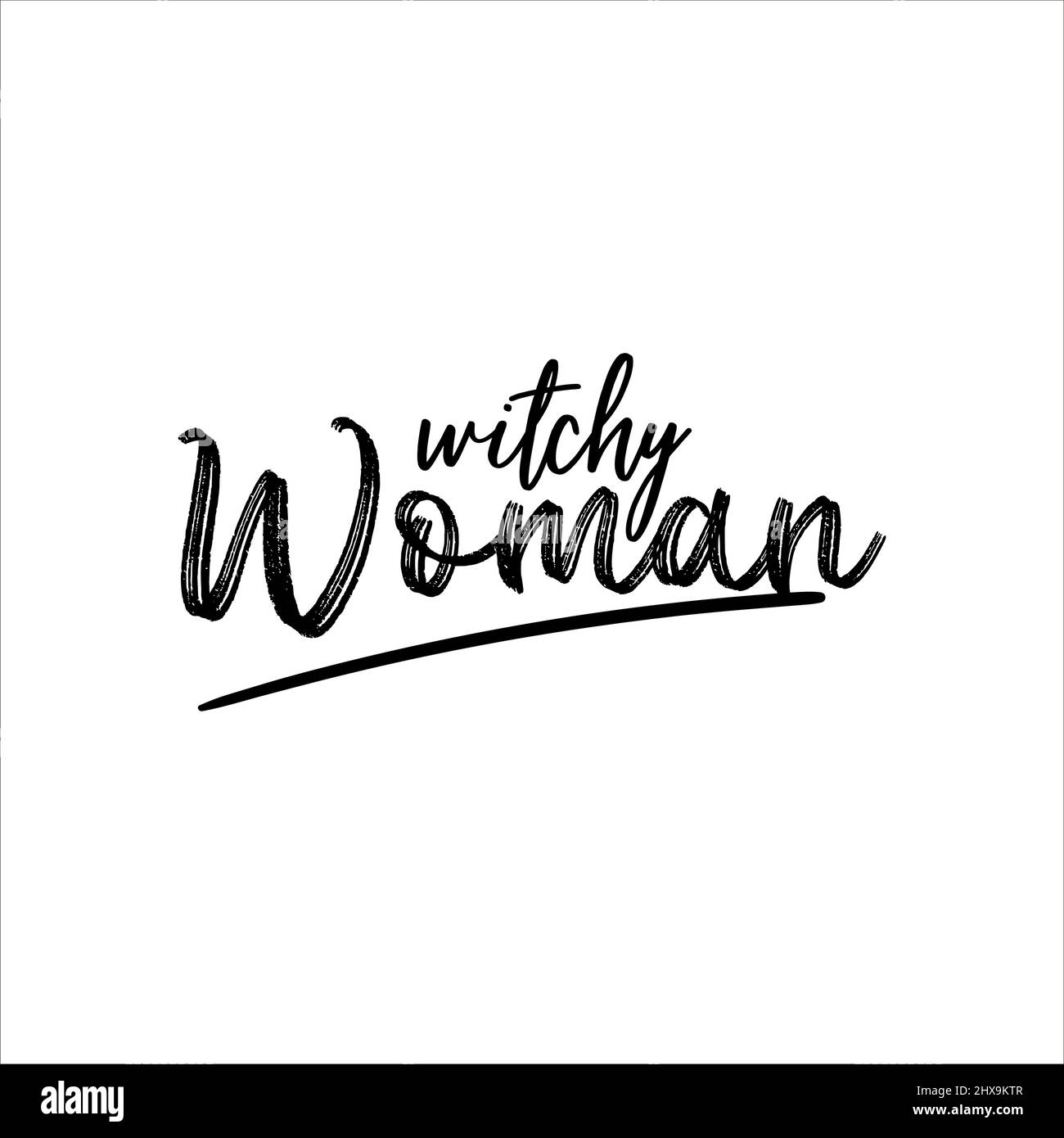 Witchy Donna di inchiostro nero su sfondo bianco. Illustrazione Vettoriale