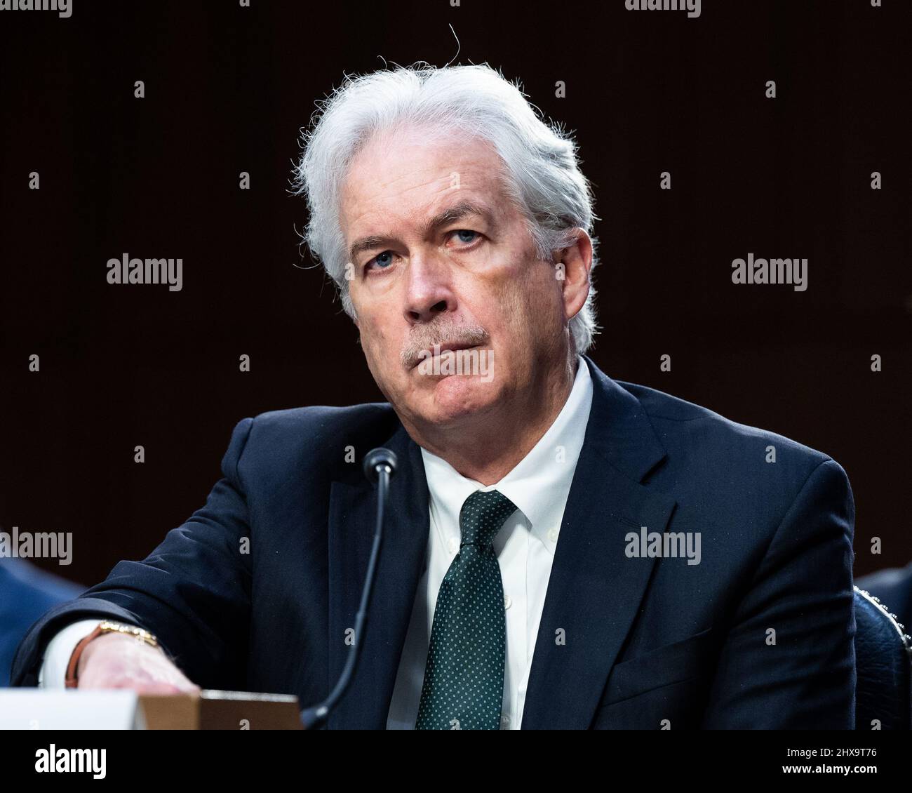 Washington DC, Stati Uniti. 10th Mar 2022. William Burns, direttore dell'Agenzia Centrale di intelligenza, parla ad un'audizione del Comitato di intelligenza del Senato. Credit: SOPA Images Limited/Alamy Live News Foto Stock