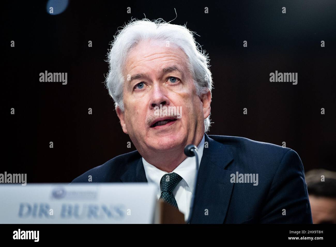 Washington DC, Stati Uniti. 10th Mar 2022. William Burns, direttore dell'Agenzia Centrale di intelligenza, parla ad un'audizione del Comitato di intelligenza del Senato. Credit: SOPA Images Limited/Alamy Live News Foto Stock