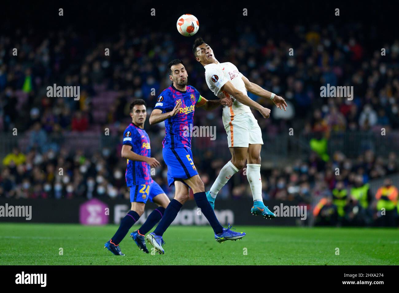 Barcellona, Spagna. 10th Mar 2022. Mostafa Mohamed di Galatasaray COME durante la partita della UEFA Europa League tra il FC Barcelona e Galatasaray ASAT Camp Nou a Barcellona, Spagna. Credit: DAX Images/Alamy Live News Foto Stock