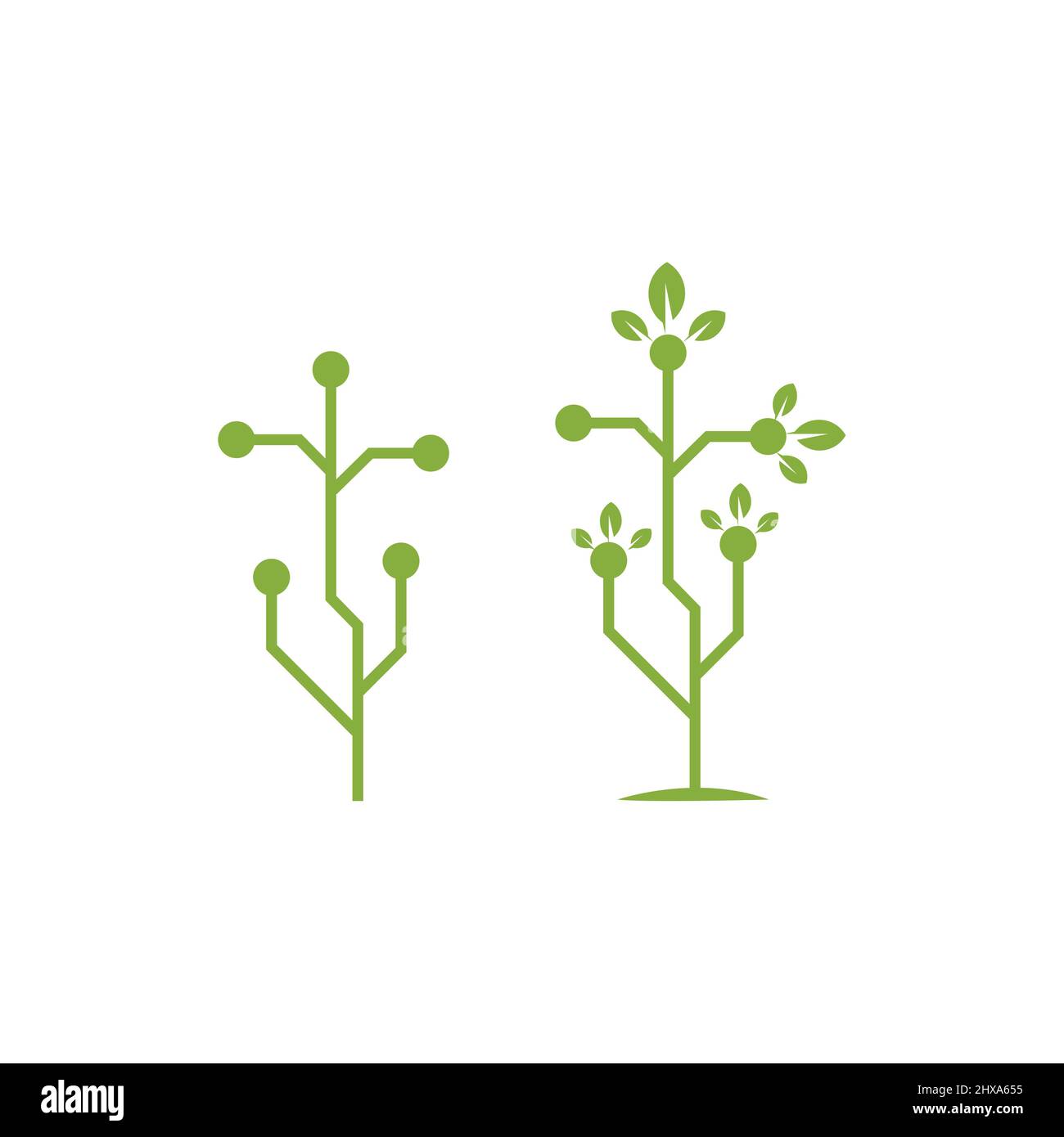 Icona della struttura tecnologica digitale. Logo Vector Tech Tree Illustrazione Vettoriale