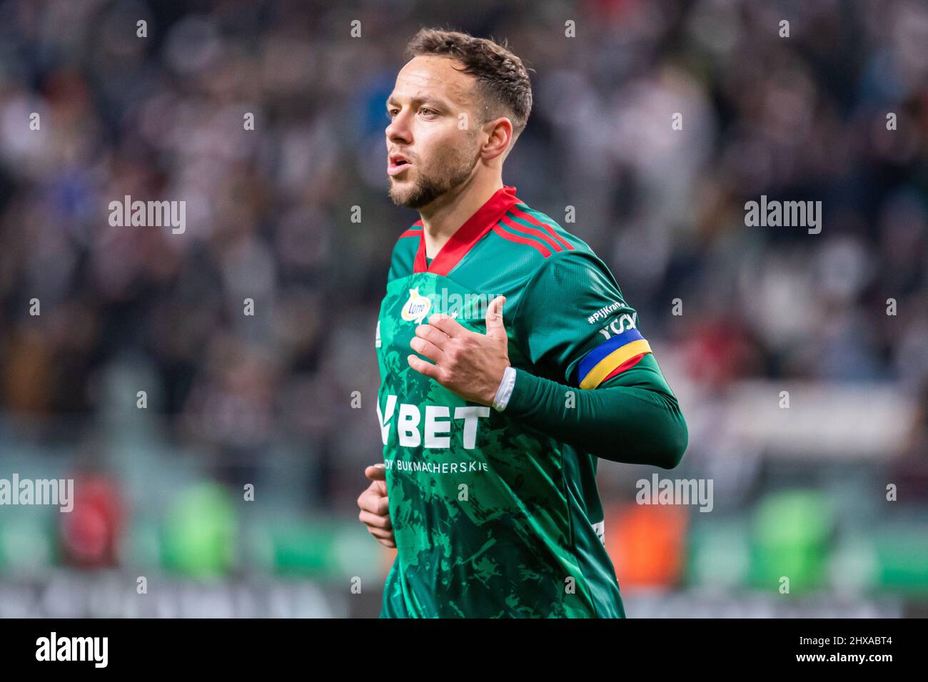 Varsavia, Polonia. 07th Mar 2022. Patrick Olsen di Slask è stato visto in azione durante la partita polacca PKO Ekstraklasa League tra Legia Warszawa e Slask Wroclaw al Marshal Jozef Pilsudski Legia Warsaw Municipal Stadium. (Punteggio finale; Legia Warszawa 1:0 Slask Wroclaw). Credit: SOPA Images Limited/Alamy Live News Foto Stock