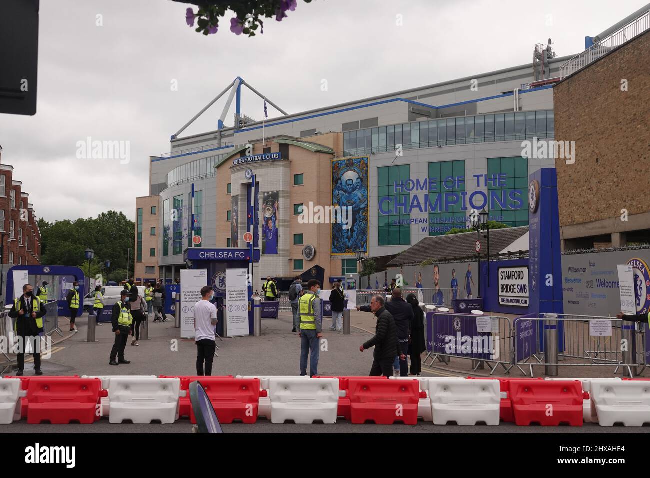 Ingresso principale allo Stamford Bridge, sede del Chelsea Football Club, Londra, Regno Unito. Foto Stock