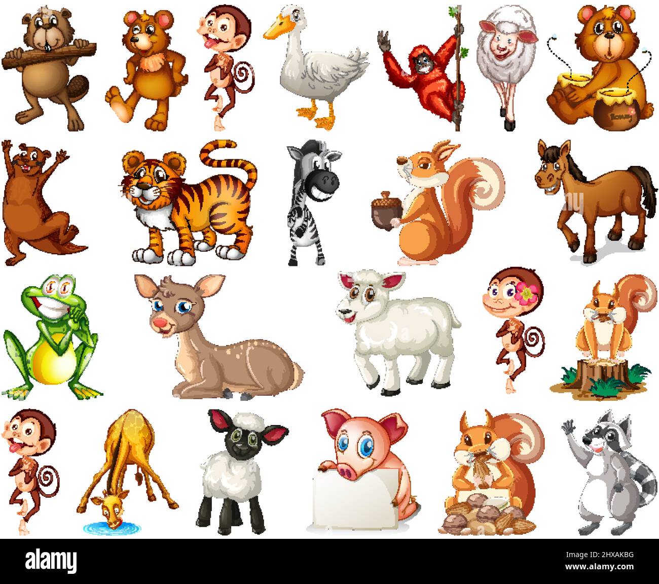 Set di animale personaggio dei fumetti illustrazione Illustrazione Vettoriale