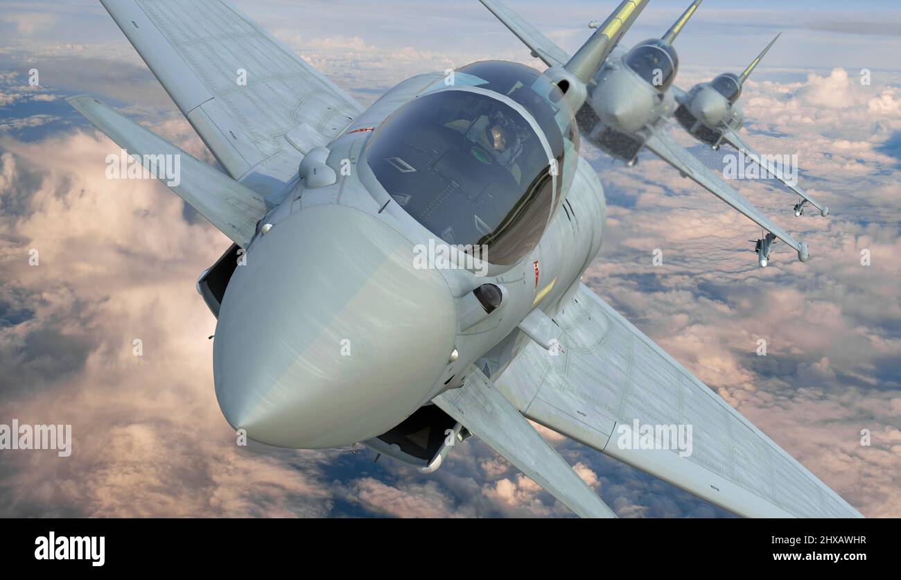 Eurofighter Typhoon formazione in volo Foto Stock