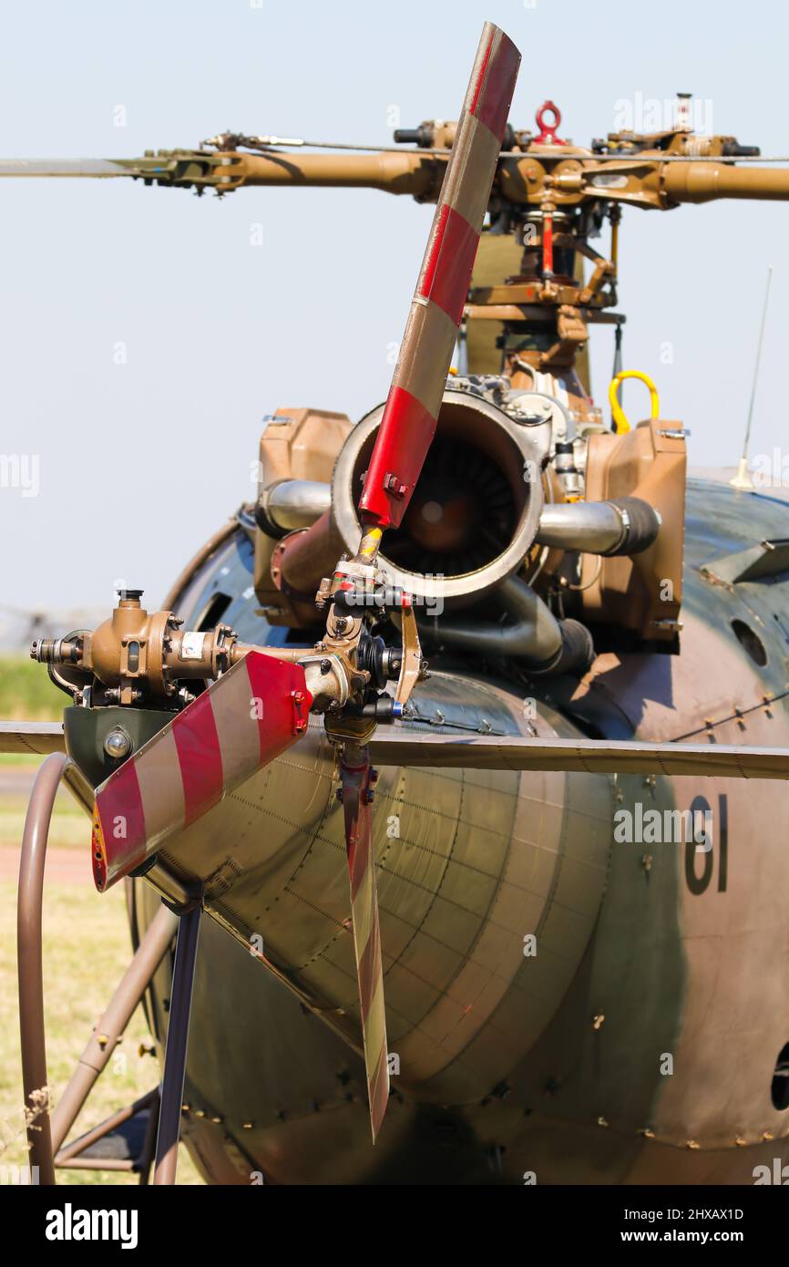 Alouette III elicottero rotore di coda Close-up astratto Foto Stock