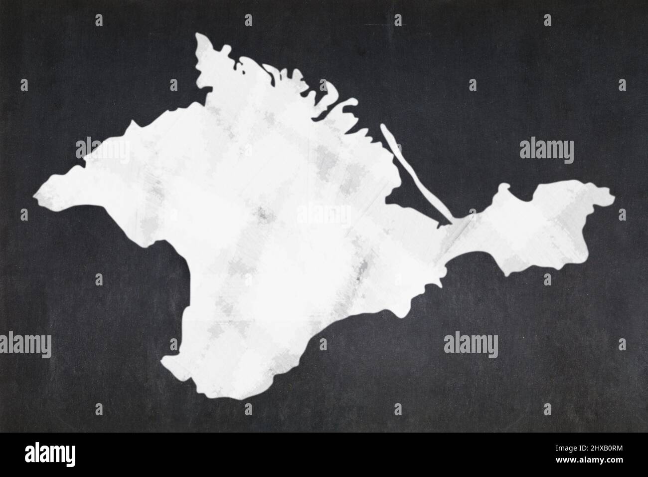 Lavagna con una mappa di Crimea disegnata al centro. Foto Stock