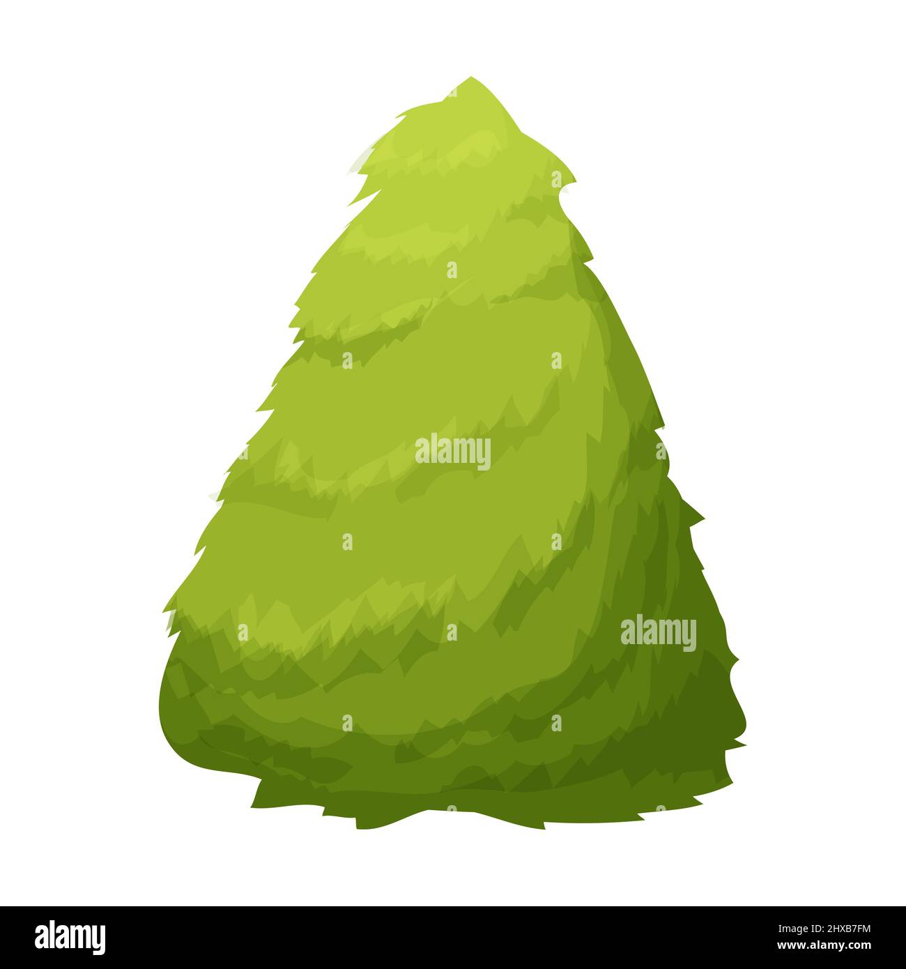 Giardino, bosco stilizzato in stile cartoon isolato su sfondo bianco. Decorazione, elemento di design, risorsa di gioco ui. Illustrazione vettoriale Illustrazione Vettoriale