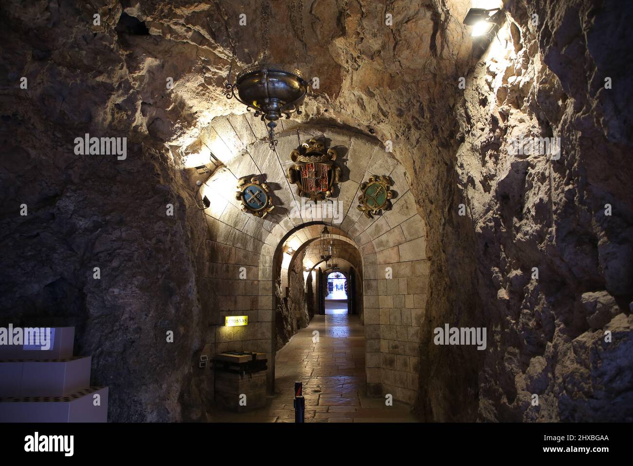 Si tratta della Santa Cueva o Cuevona, Santuario de Covadonga, Asturias, Spagna Foto Stock