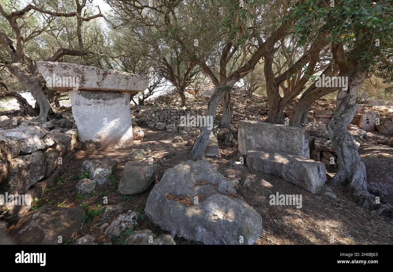 Questa foto è stata scattata a Torrellafuda, settlemen talayotico, Minorca, Isole Baleari, Spagna. Foto Stock