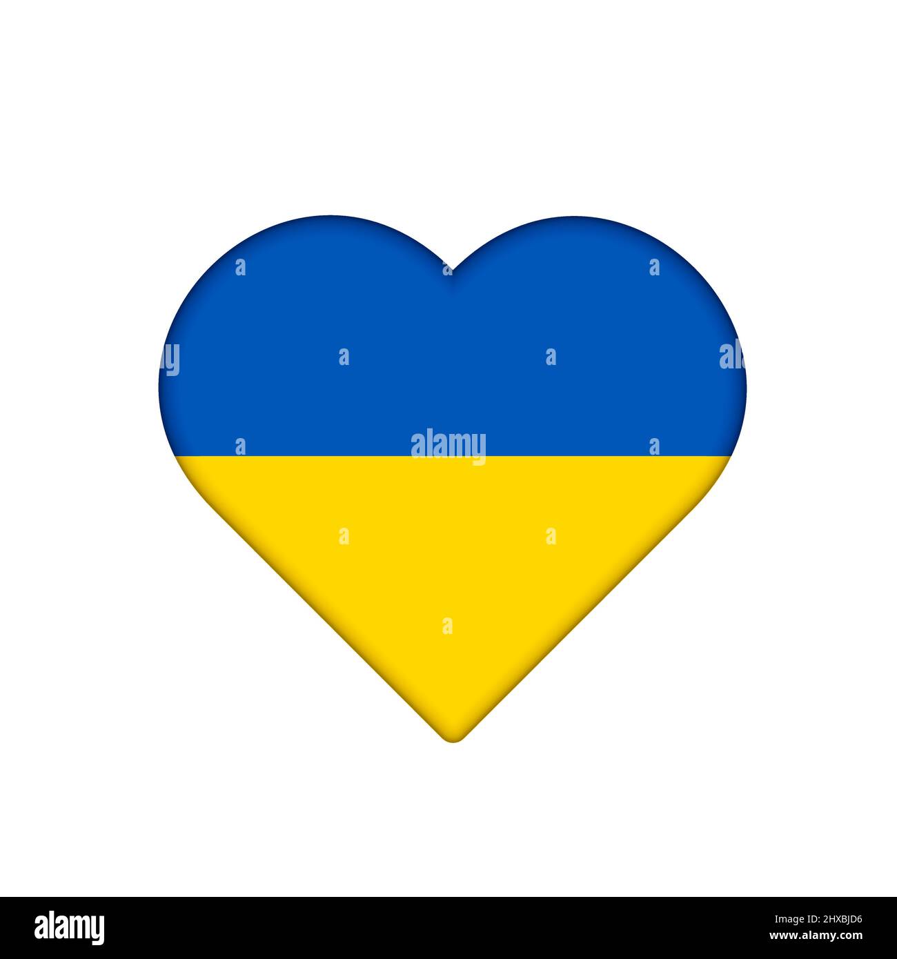 Fermare la guerra in Ucraina con cuore con i colori della bandiera Ucraina. Illustrazione Vettoriale