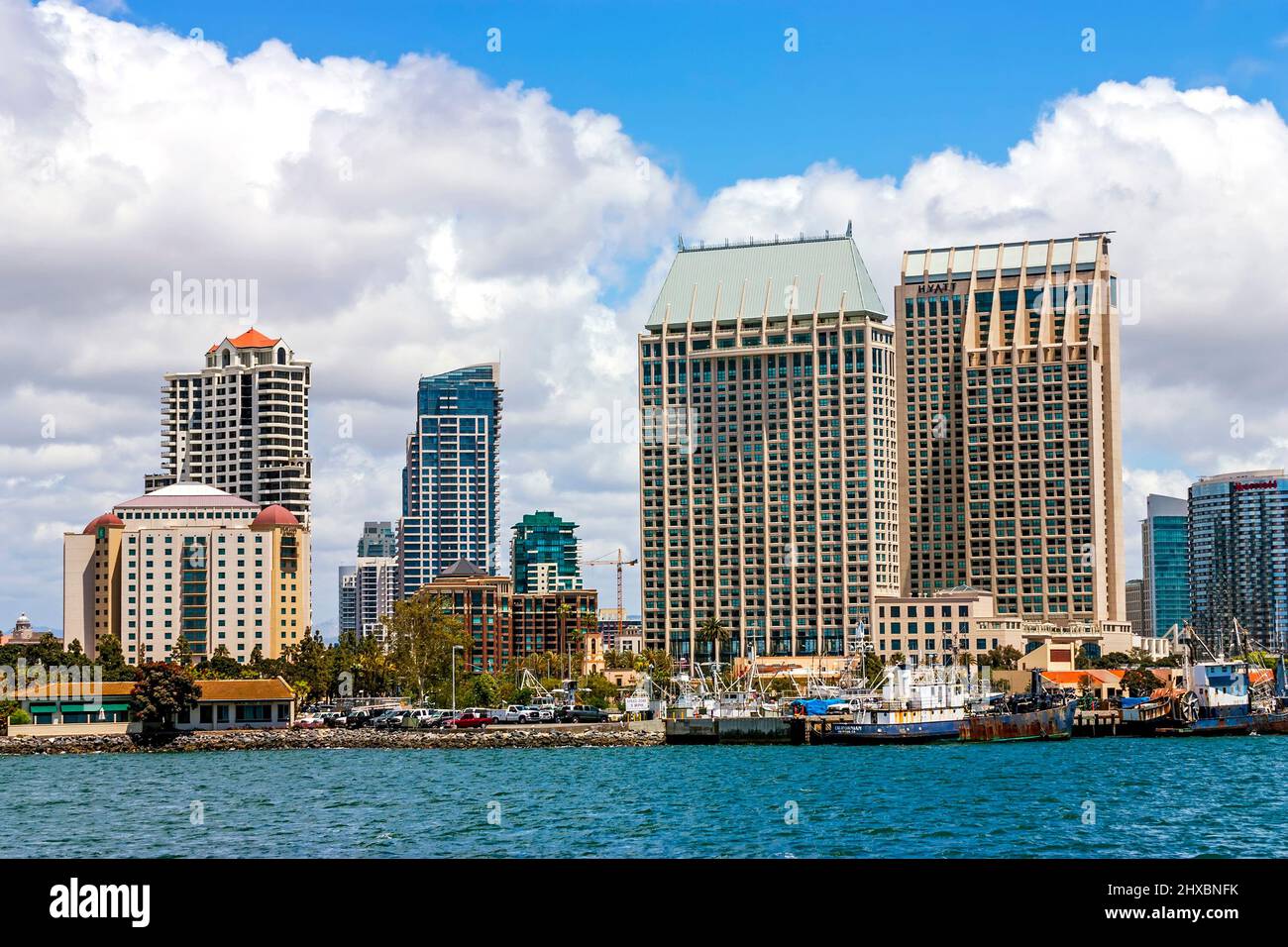 SAN DIEGO, CA - 21 MAGGIO 2014: Vista ravvicinata di San Diego dalla baia in California, Stati Uniti. Foto Stock