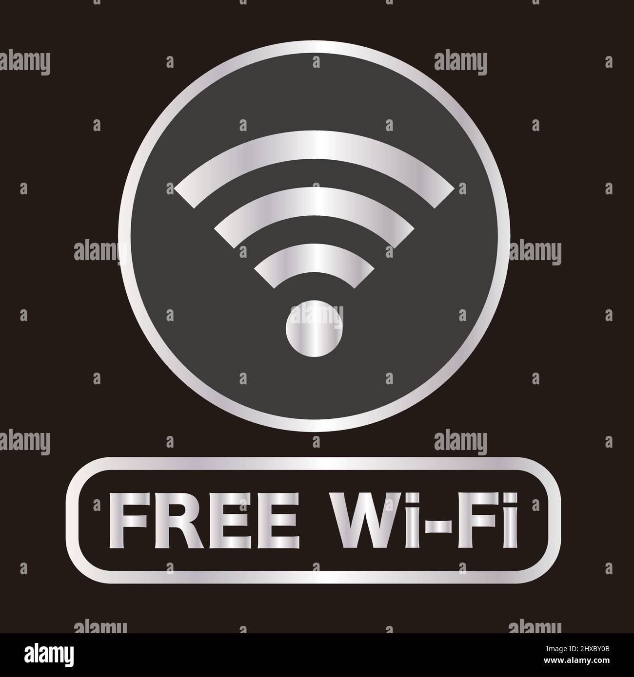 Icona Wi-fi lucida e metallica. Vettore modificabile. Illustrazione Vettoriale