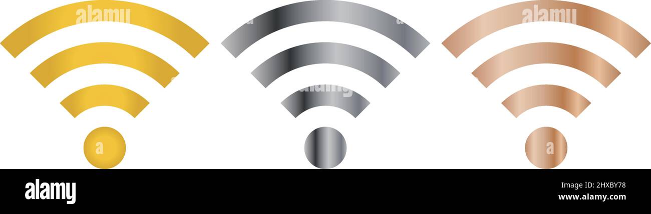 Una serie di icone wifi. Oro | Argento | Bronzo Editable Vector. Illustrazione Vettoriale