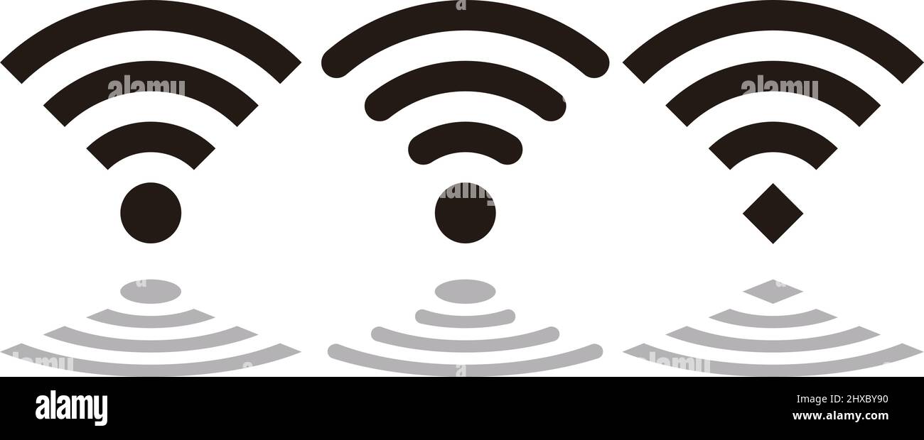 Varie icone wifi con ombre. Vettore modificabile. Illustrazione Vettoriale