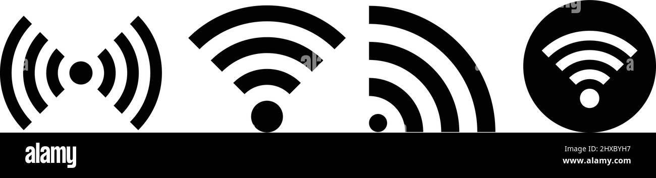 Icona impostata per radio e wifi. Vettore modificabile. Illustrazione Vettoriale