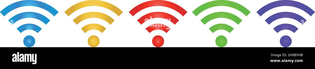 Set di icone wifi metalliche. Vettore modificabile. Illustrazione Vettoriale