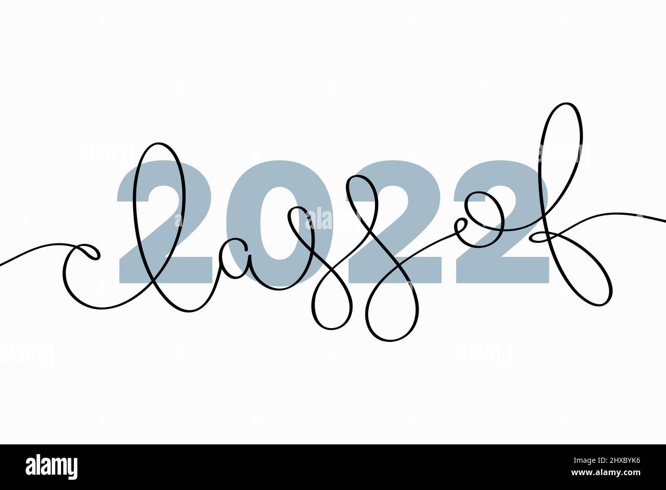 Classe di lettere 2022. Illustrazione vettoriale della tipografia creativa con testo disegnato a mano a una linea continuo isolato su sfondo bianco Illustrazione Vettoriale
