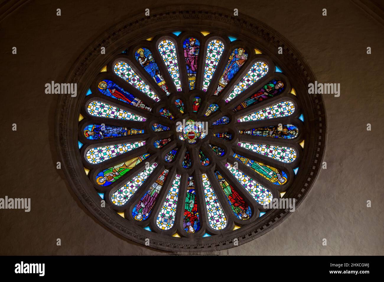 Rosone nella chiesa di Sant Joan de Valls in onore della Vergine dei Candlemas durante le festività decennali 2022 (2021+1) di Valls Foto Stock