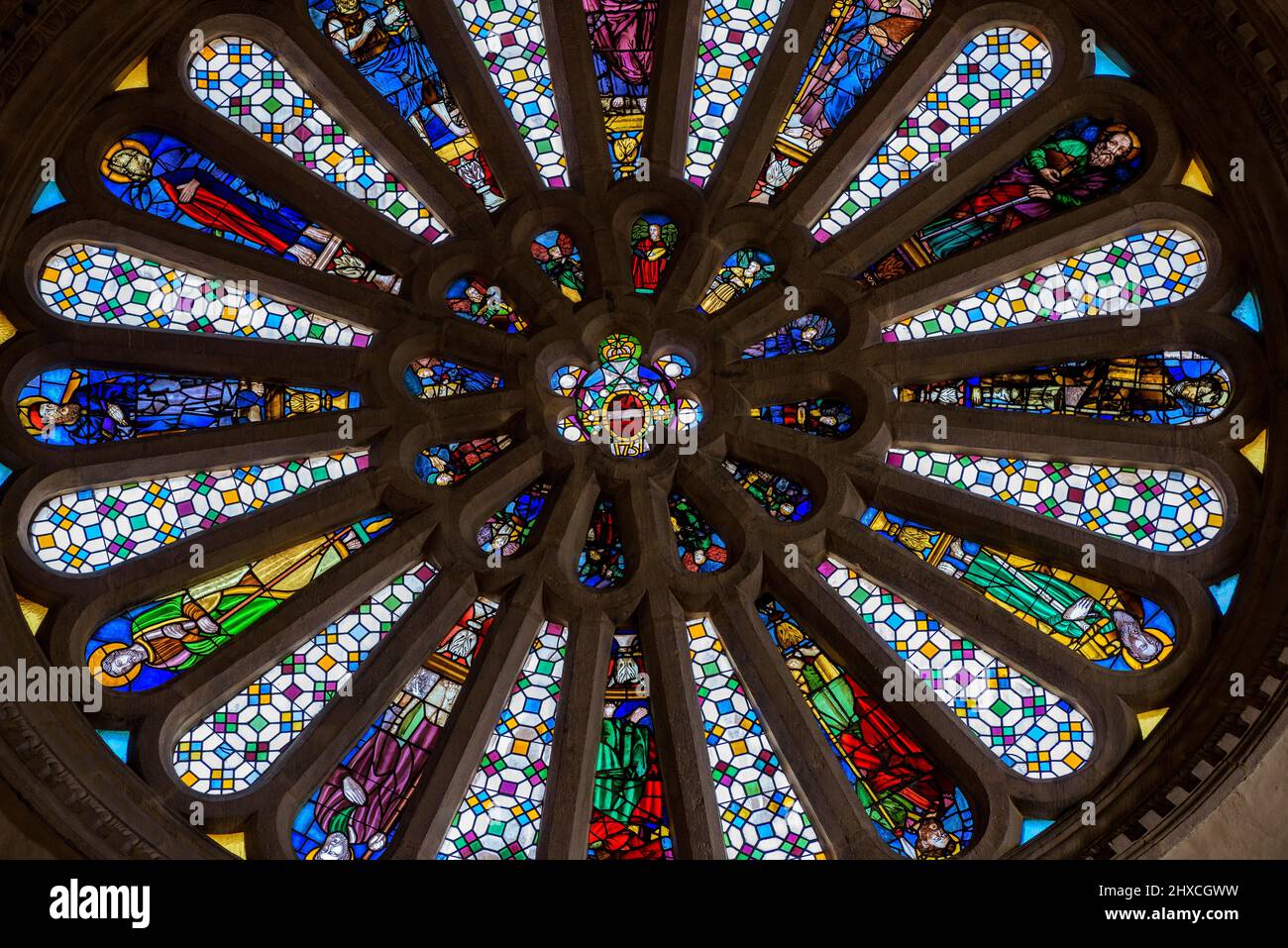 Rosone nella chiesa di Sant Joan de Valls in onore della Vergine dei Candlemas durante le festività decennali 2022 (2021+1) di Valls Foto Stock