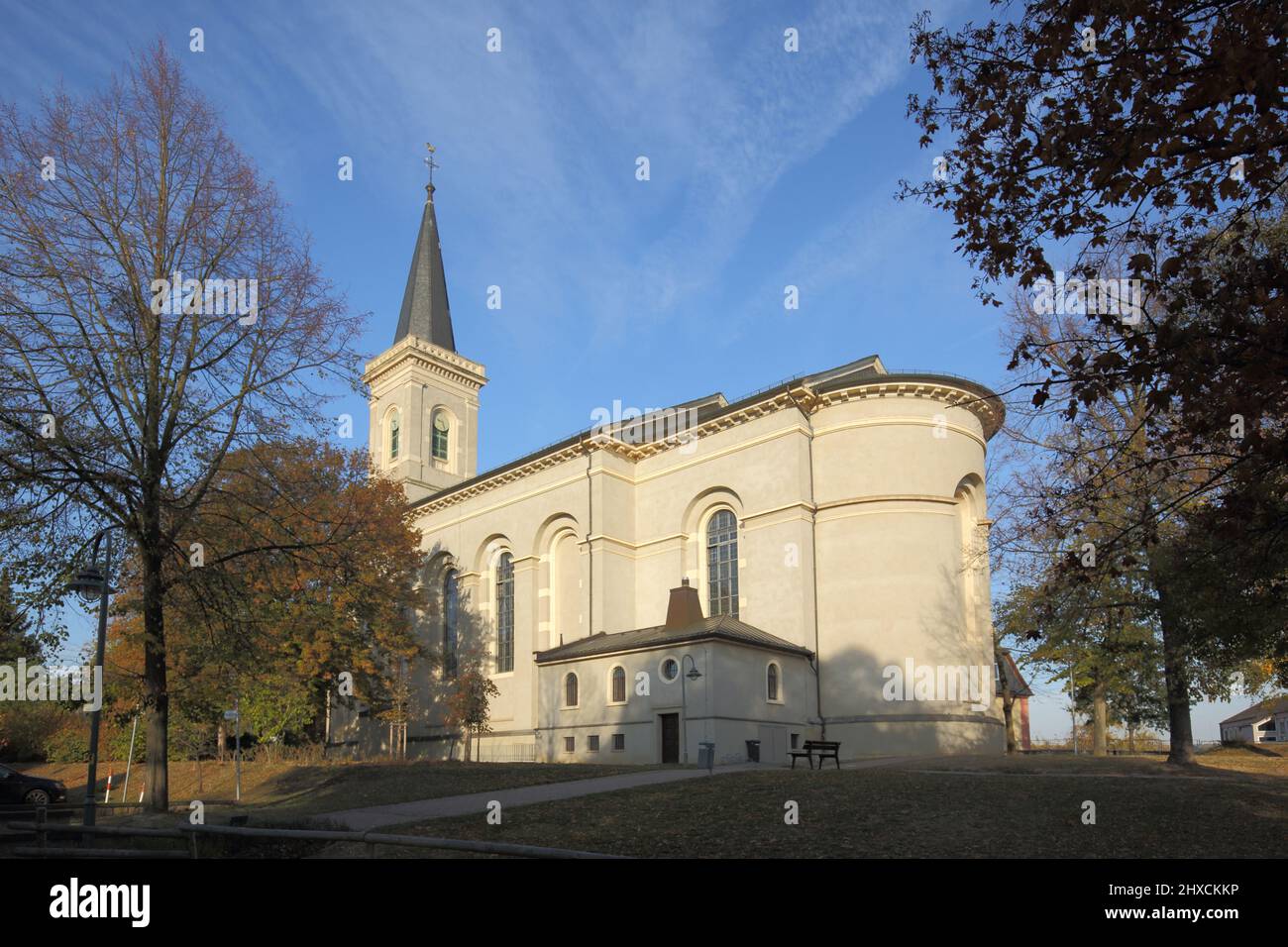 Chiesa cattolica di San Albano costruita nel 1828-1830 a Bodenheim, Renania-Palatinato, Germania Foto Stock