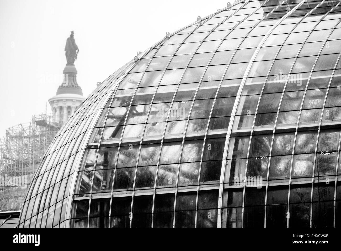 U.S. Capitol Dome con Botanical Gardens Dome Foto Stock