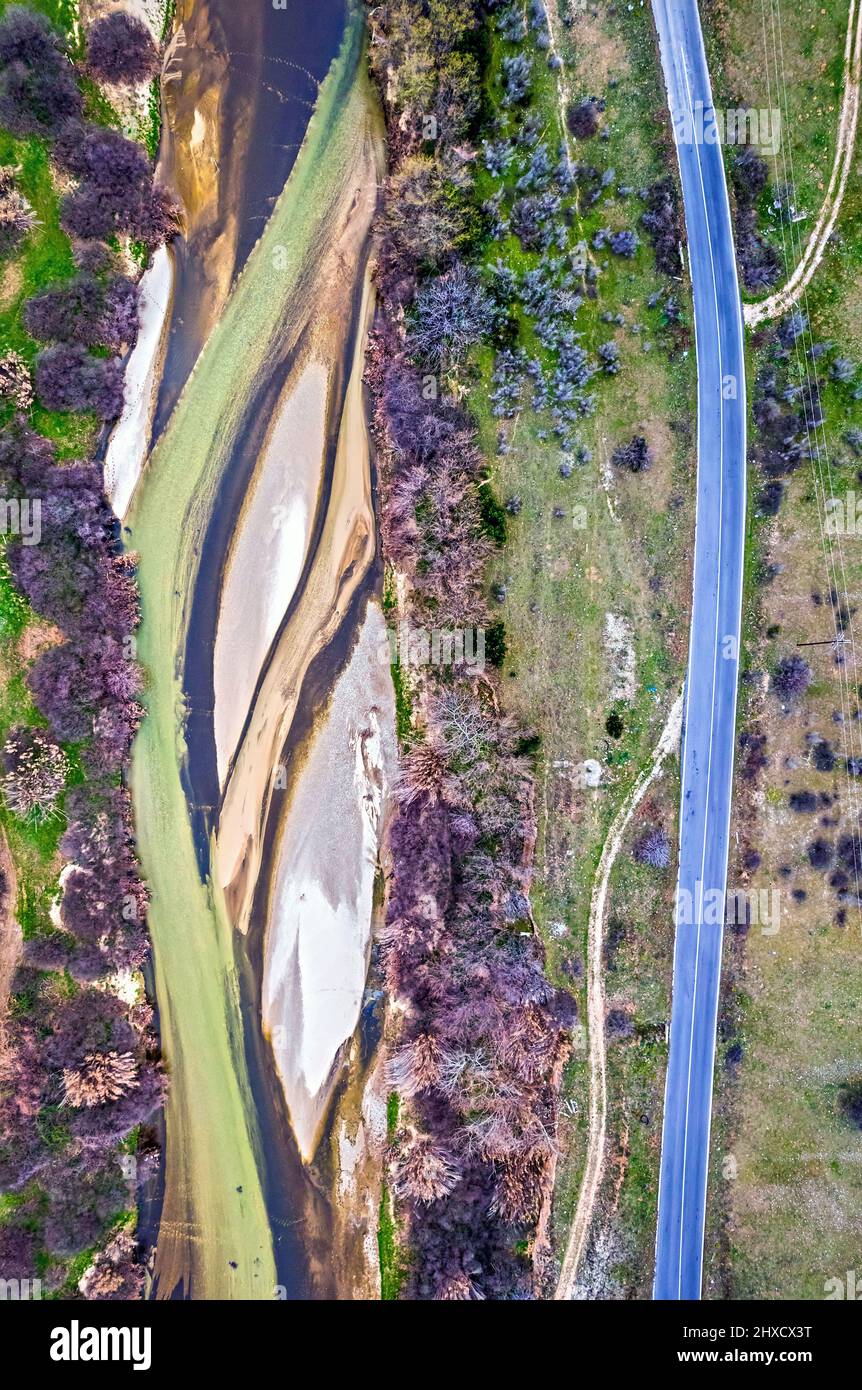 Xirias (noto anche come 'Titarissios'), vicino alla strada Tyrnavos - Damasi, Larissa, Tessaglia, Grecia. Foto Stock