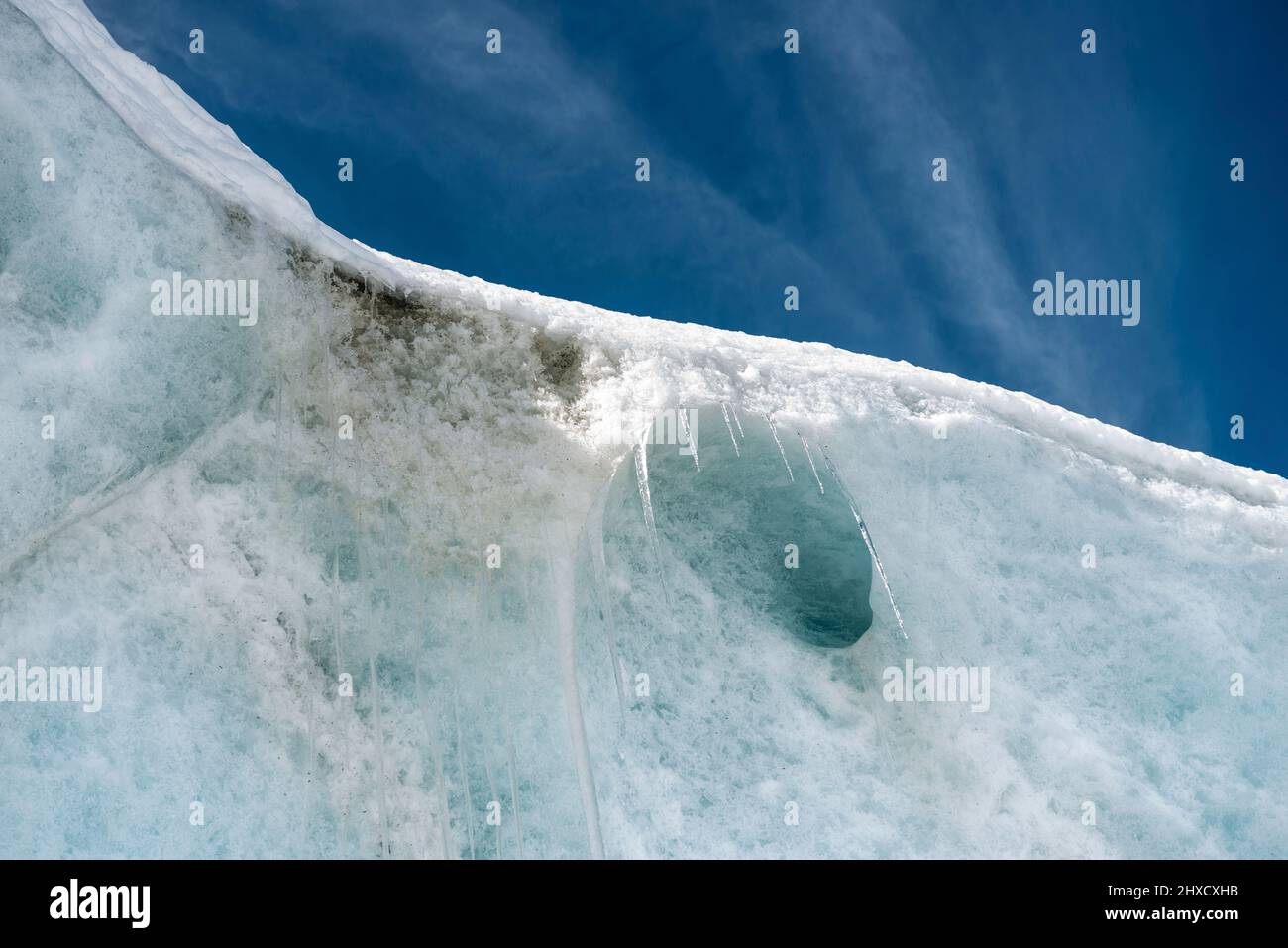 Ghiaccio, ghiaccio, ghiacciaio Morteratsch Svizzera, Engadina Foto Stock