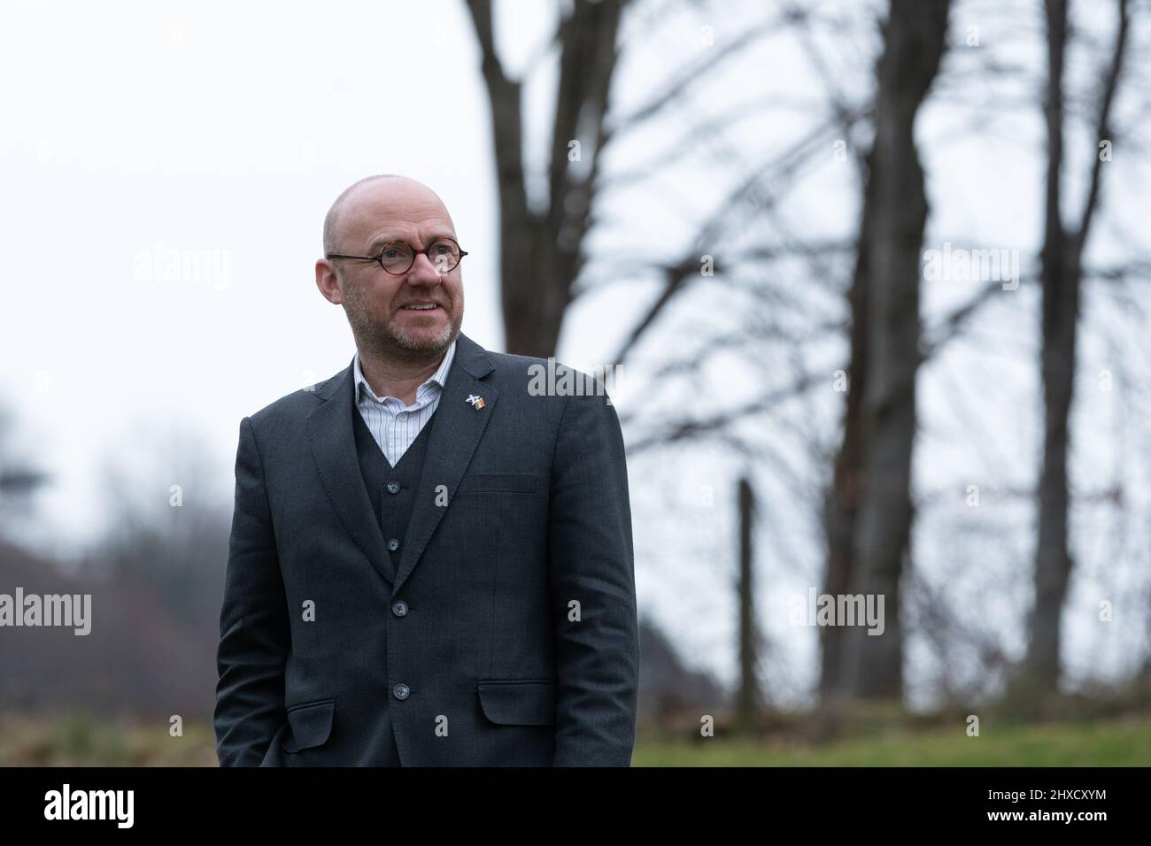 Patrick Harvie msp per Glasgow e leader congiunto dei Verdi scozzesi a Stirling in vista della Conferenza primaverile dei Verdi del 2022 Foto Stock