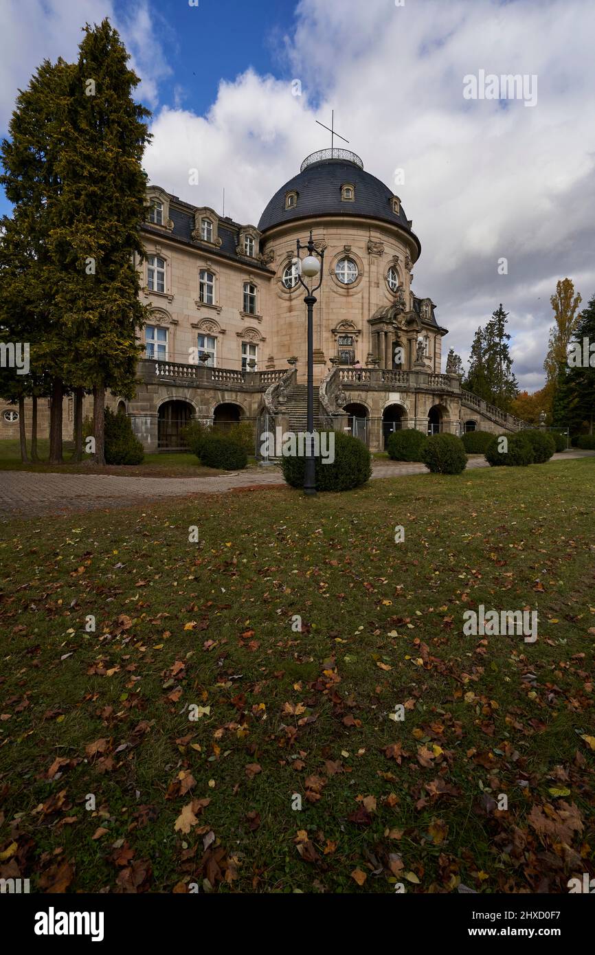 Castello di Craheim e Parco del Castello nei pressi di Wetzhausen, mercato di Stadtlauringen, contea di Schweinfurt, bassa Franconia, Baviera, Germania Foto Stock