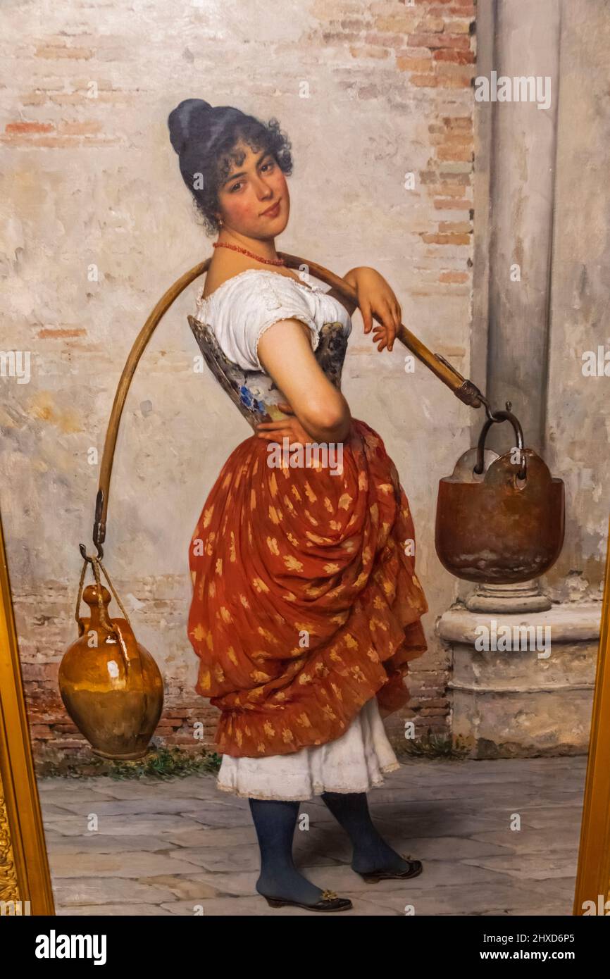 Inghilterra, Dorset, Bournemouth, Russell-Cotes Museum, Pittura di una portaerei veneziana di Eugene von Blaas del 1890 Foto Stock