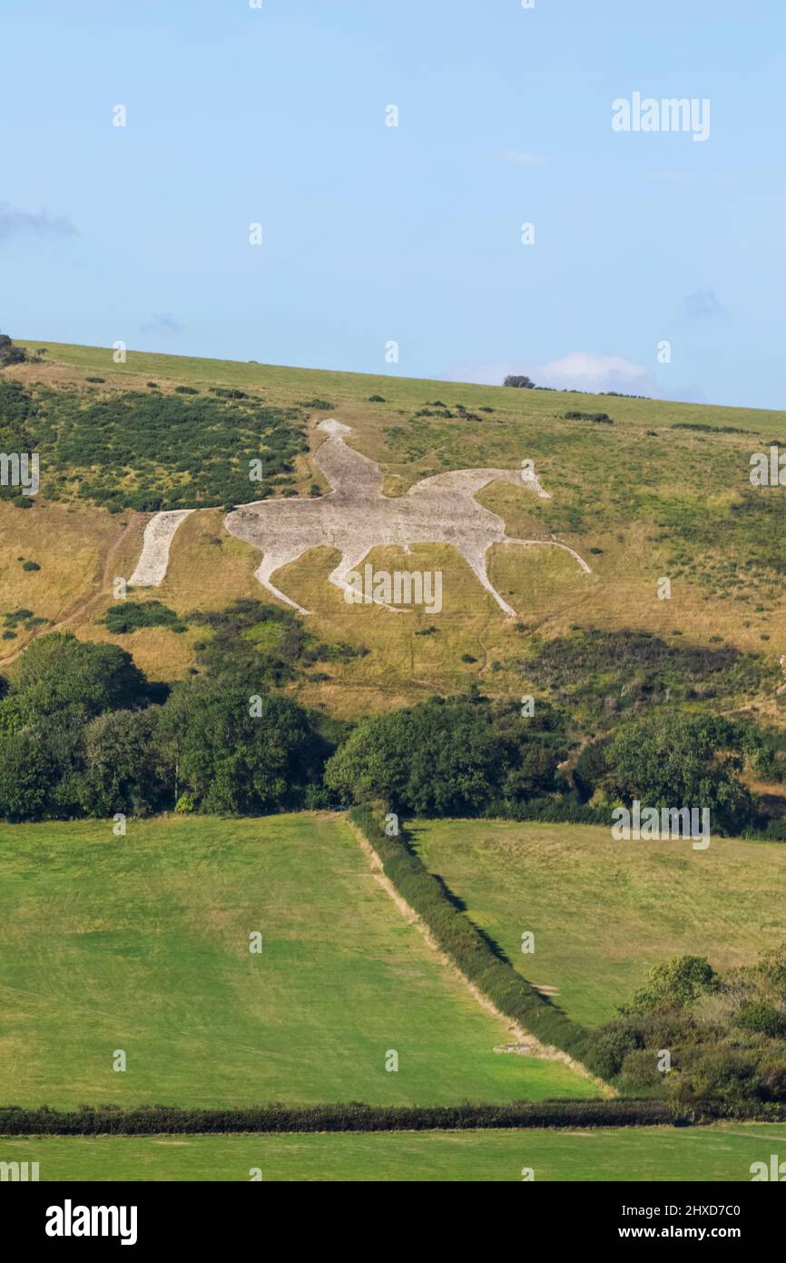 Inghilterra, Dorset, Weymouth, il Cavallo Bianco di Osmington creato nel 1808 Foto Stock