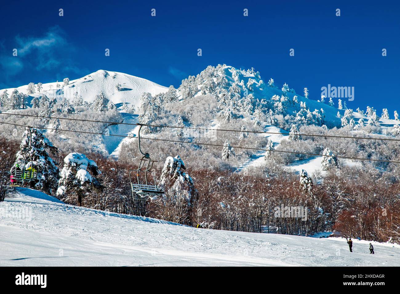 Centro sciistico di Vasilitsa, Grevena, Macedonia Occidentale, Grecia. Foto Stock