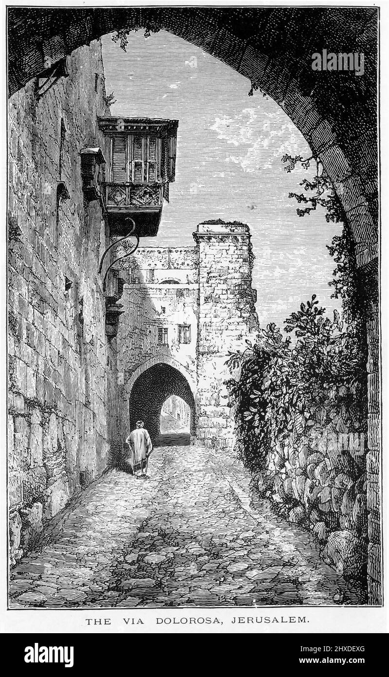 Incisione della via dolorosa a Gerusalemme, pubblicata nel 1880 Foto Stock