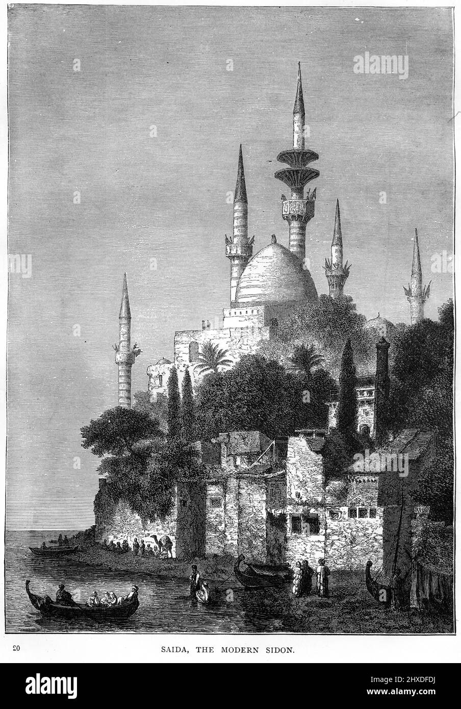 Incisione della città di Saida, il 'modern' Sidon, circa 1880 Foto Stock