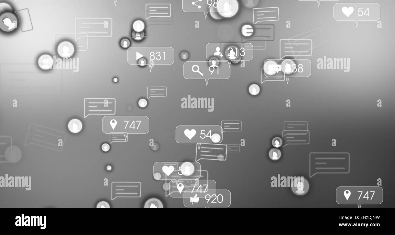 Immagine delle icone multimediali su sfondo grigio Foto Stock