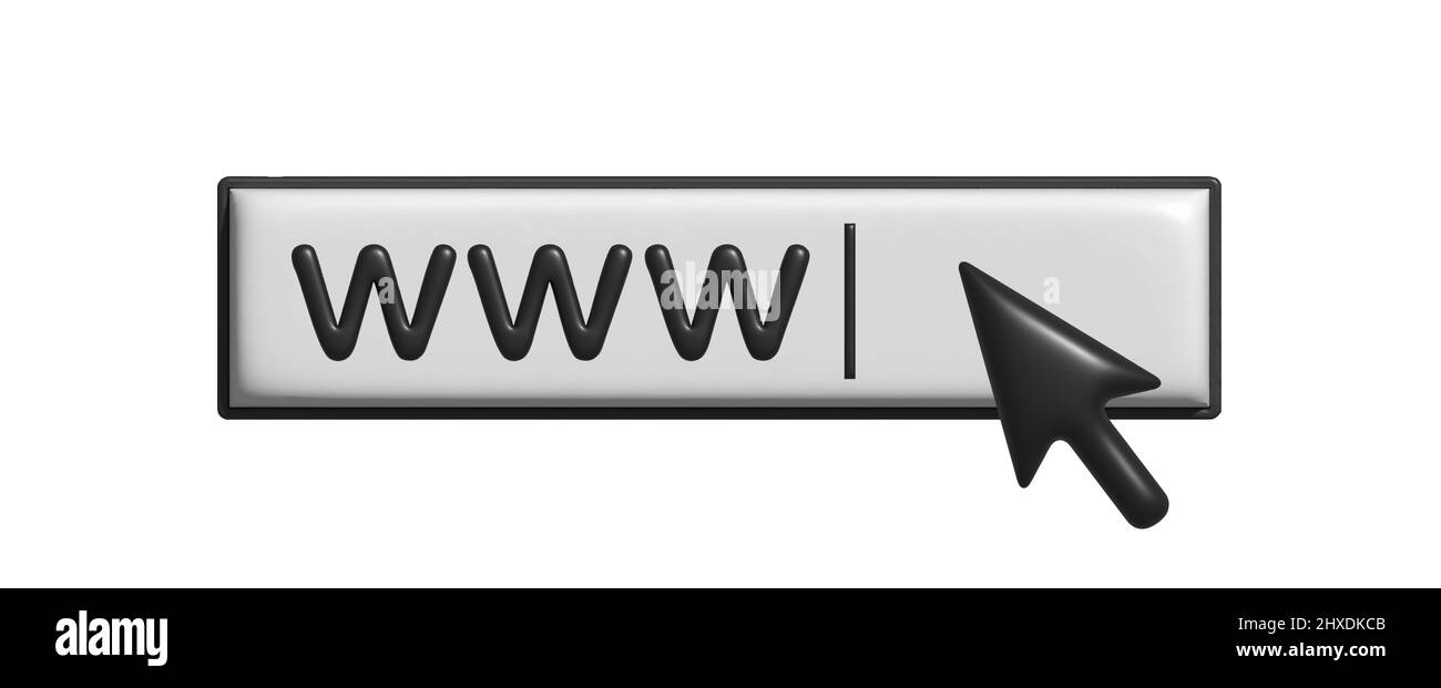 Indirizzo e barra di navigazione 3D. Business concept Search www pittogramma. 3d illustrazione concettuale. Illustrazione Vettoriale
