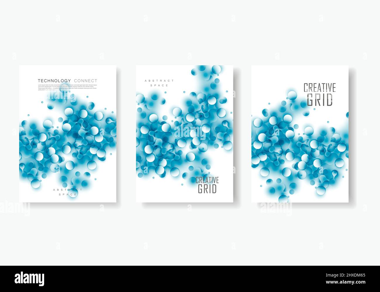 Moderni modelli vettoriali per copertina brochure in formato A4. Sfondo poligonale con punti e linee di connessione Illustrazione Vettoriale