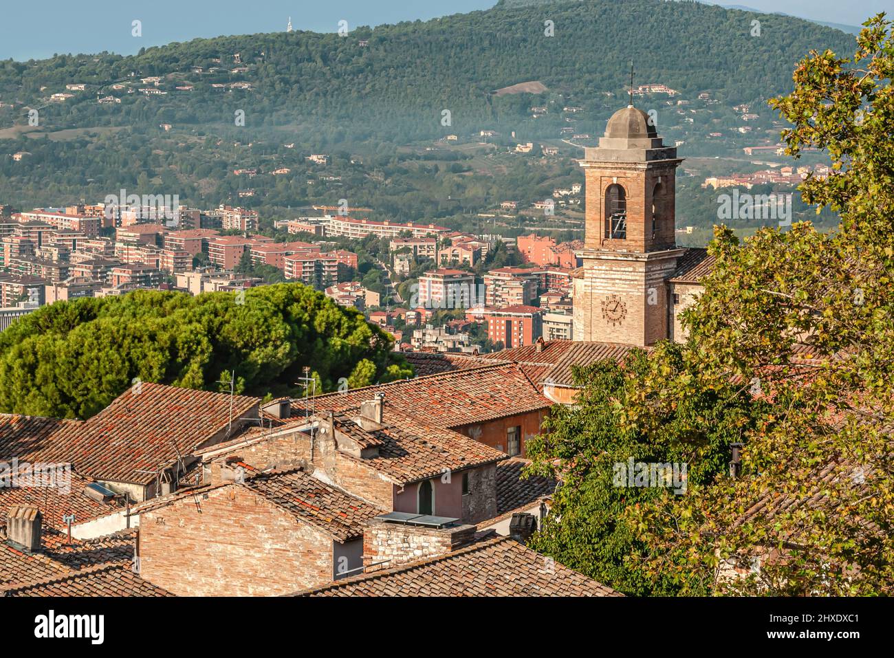 Vista sulla città vecchia di Perugia, Umbria, Italia Foto Stock