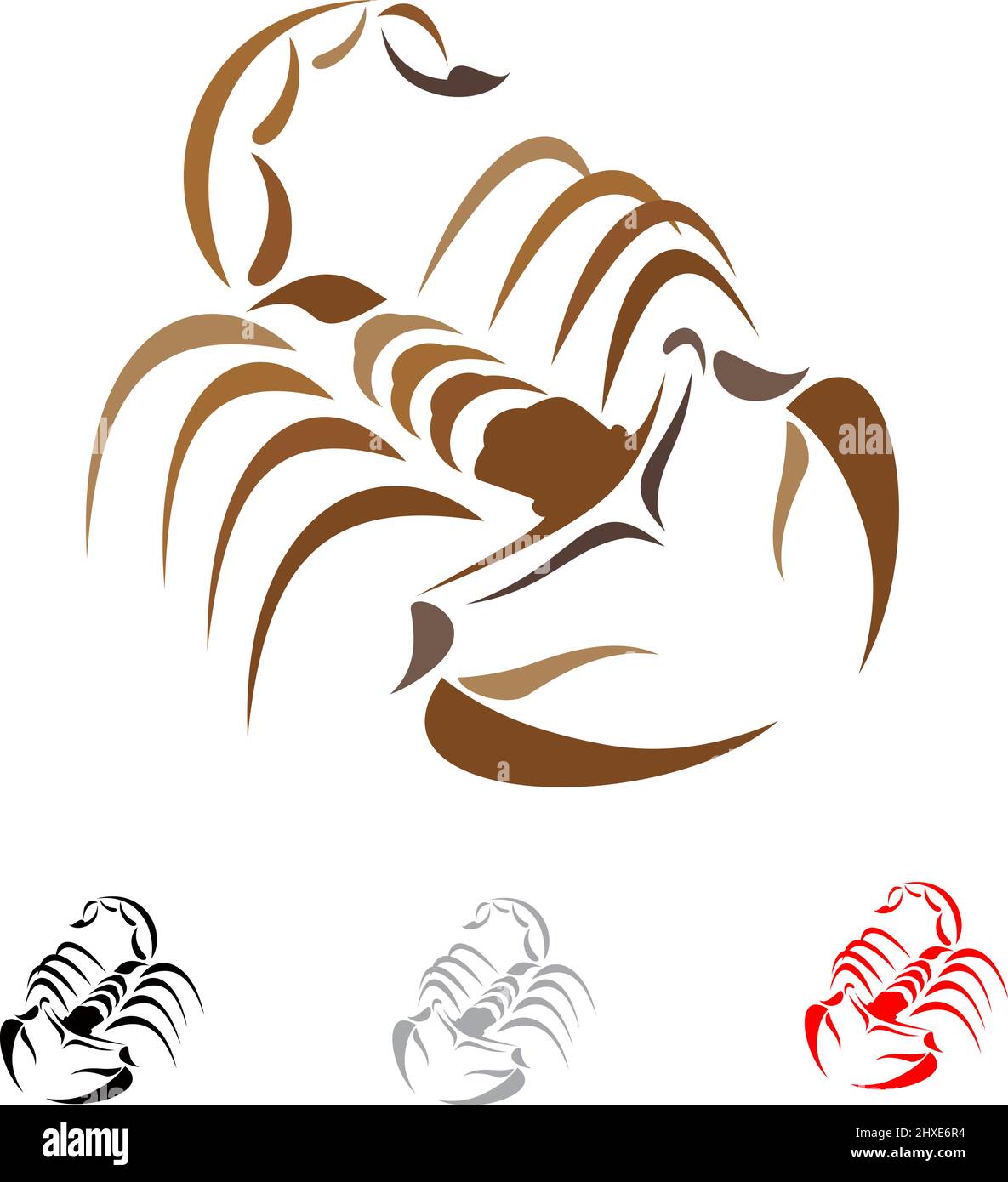 Tatuaggio in forma di scorpione stilizzato. Illustrazione vettoriale a livelli facilmente modificabile. Illustrazione Vettoriale