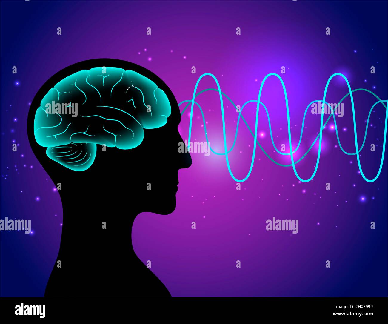 Onde cerebrali, illustrazione Foto Stock