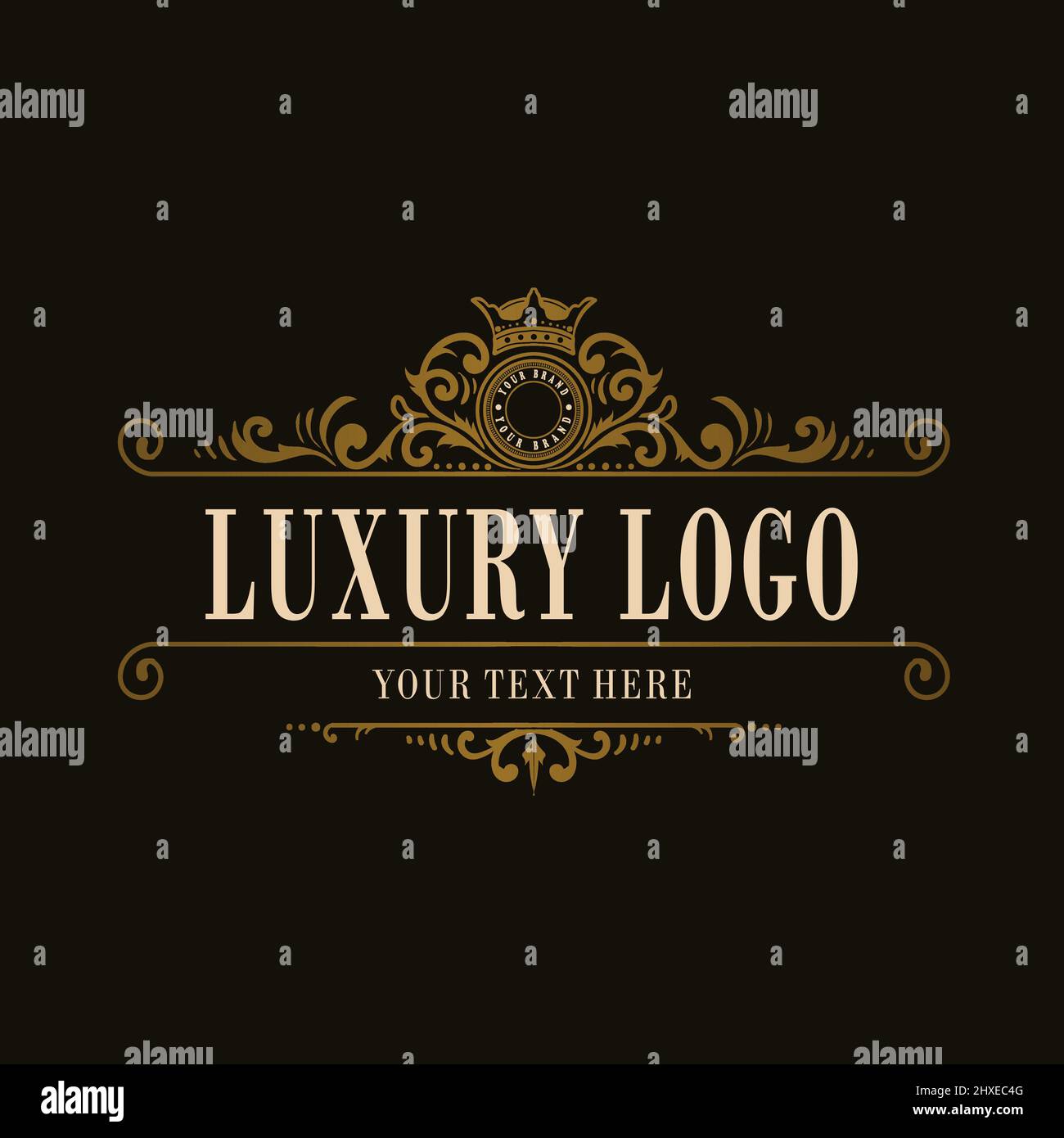 Logo Vintage Luxury in stile ornamento floreale Illustrazione Vettoriale