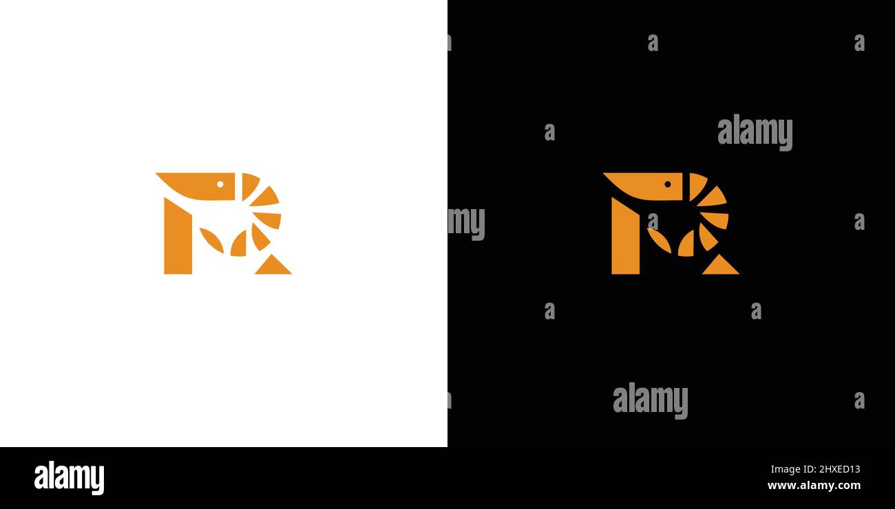 Design esclusivo e moderno del logo R Letter Initial gamberetto Illustrazione Vettoriale