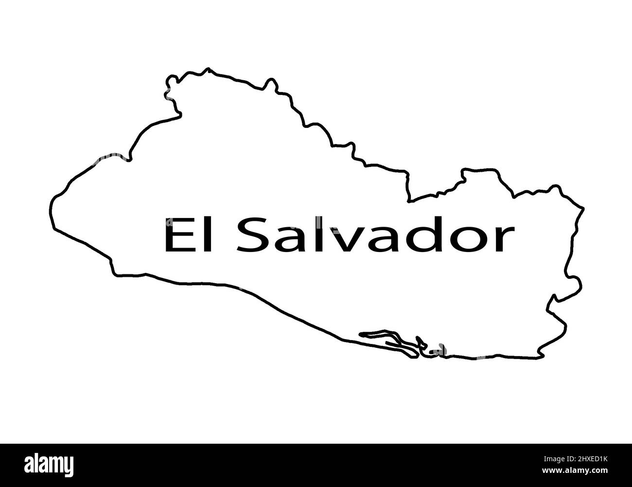 Contorno nero silhouette mappa del sud America del paese di El Salvador Foto Stock