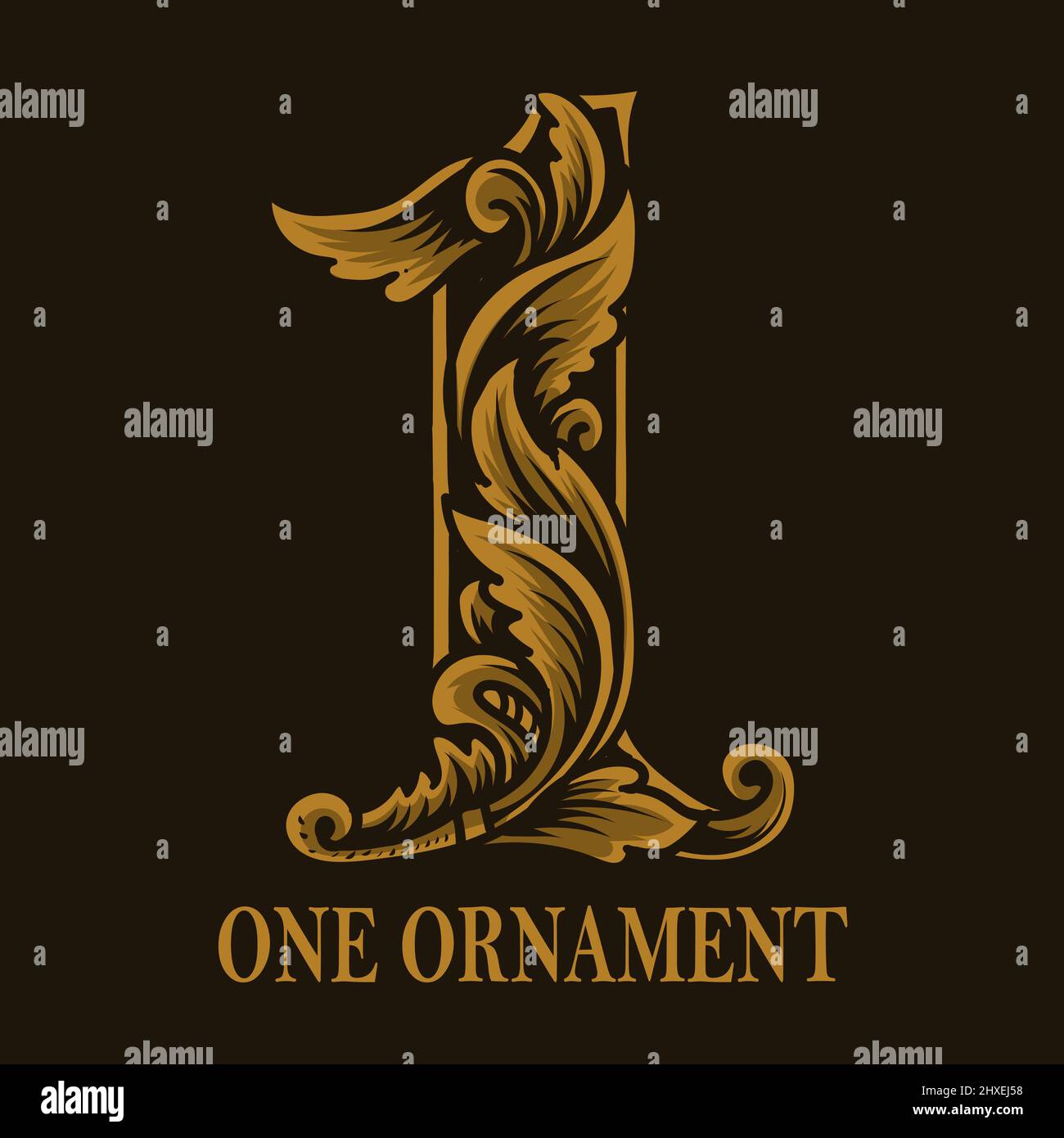 Stile vintage One Number ornamento Illustrazione Vettoriale
