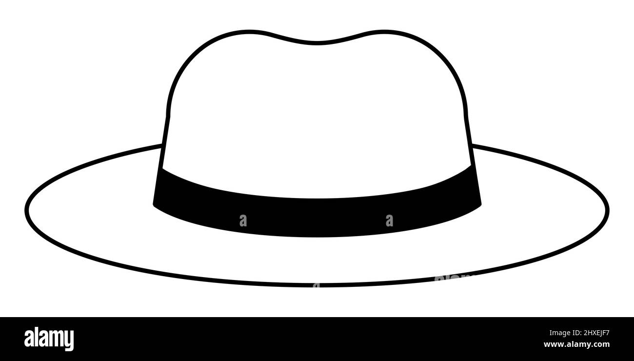 Cappello bianco con nastro in pizzo nero, cappello bianco per design Illustrazione Vettoriale