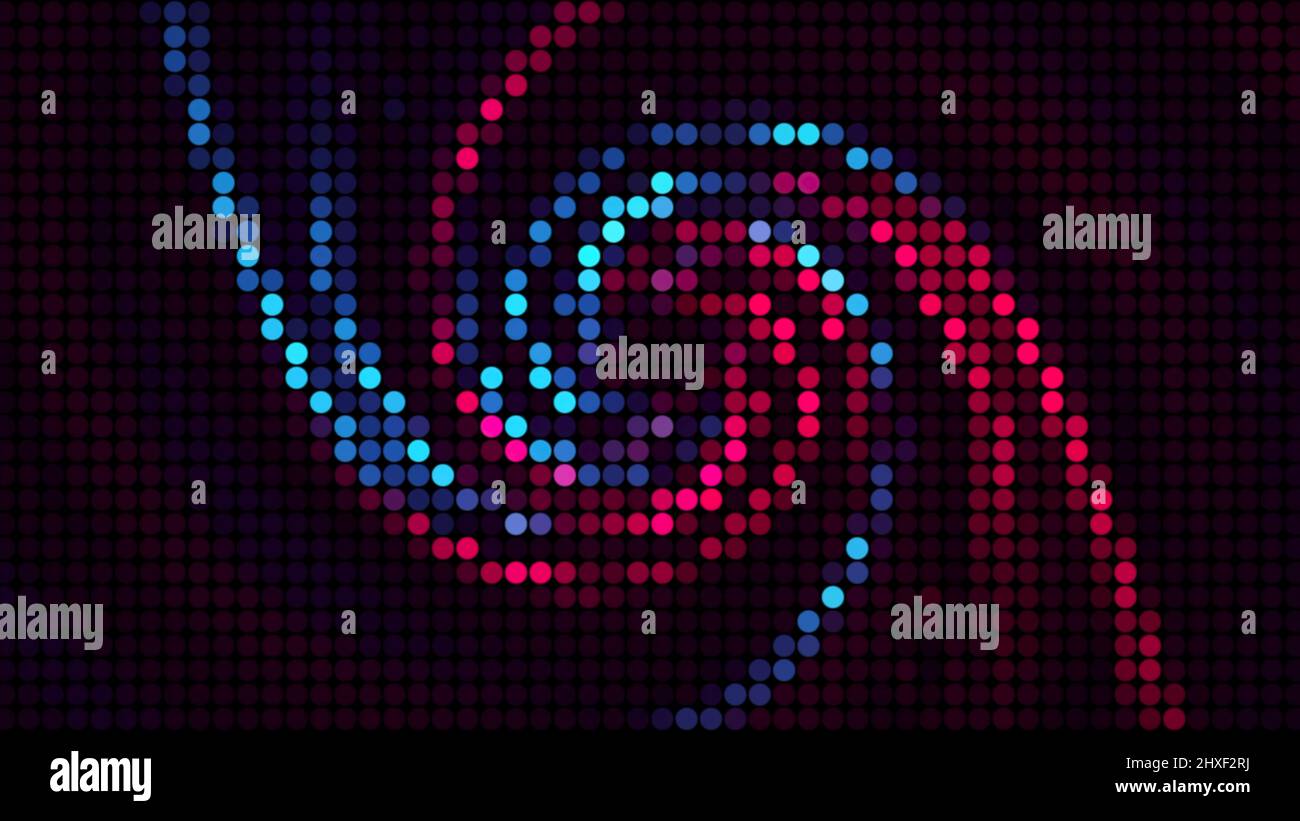 Mosaico rotante a spirale colorata. Movimento. Bella immagine retrò della galassia colorata che ruota nello spazio. Immagine olografica della rotazione multicolore Foto Stock