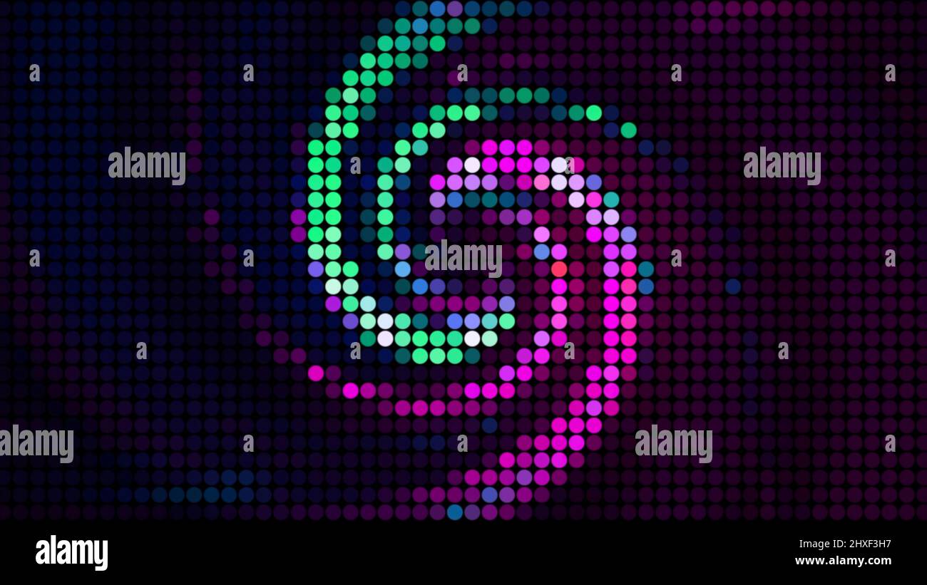 Mosaico rotante a spirale colorata. Movimento. Bella immagine retrò della galassia colorata che ruota nello spazio. Immagine olografica della rotazione multicolore Foto Stock